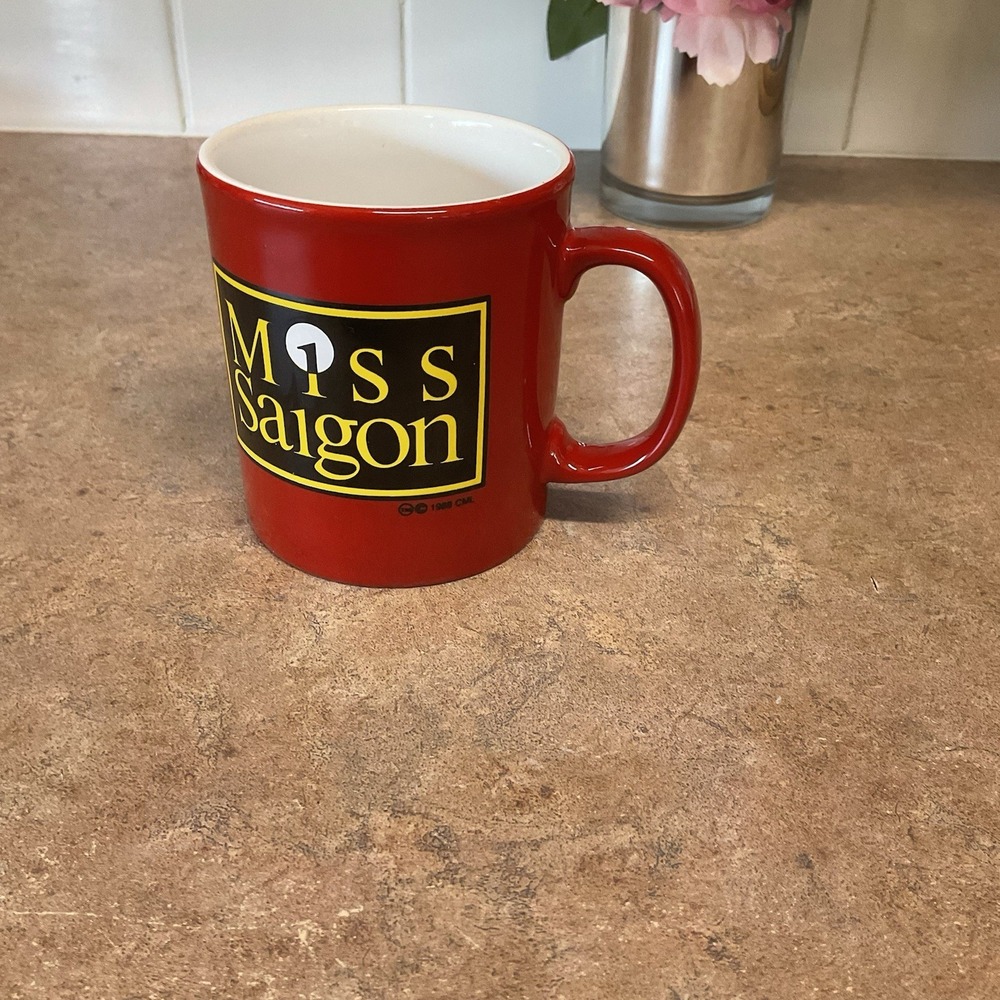 Vintage 1988 Miss‎ Saigon Broadway Musical Red Ceramic Coffee Tea Cup Mug